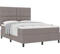 Cama tipo Box Spring con cabecera Taupé 140 x 190 cm tela