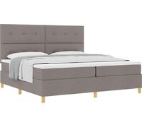 Cama tipo Box Spring con cabecera Taupé 200 x 200 cm tela