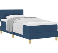 Cama tipo Box Spring con cojín Manual Azul 100 x 200 cm tela