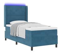 Cama Tipo Box Spring Con Colchón Azul 100 X 200 Cm Terciopelo Vidaxl