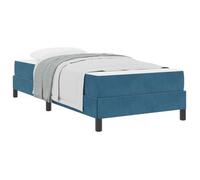 Cama Tipo Box Spring Con Colchón Azul Oscuro 100 X 220 Cm Tela Vidaxl