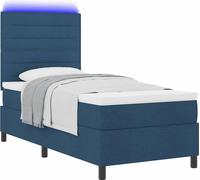 Cama tipo Box Spring con colchón con LED Azul 80 x 200 cm tela