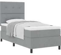 Cama tipo Box Spring con colchón Gris Claro 80 x 200 cm tela