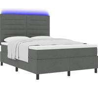 Cama tipo Box Spring con colchón Gris oscuro 140 x 190 cm tela