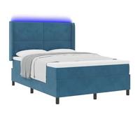 Cama Tipo Box Spring Con Tiras Led Azul 140 X 190 Cm Terciopelo Vidaxl