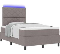 Cama tipo Box Spring con tiras LED Taupé 120 x 200 cm tela