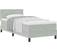 Cama tipo Box Spring Gris Claro 100 x 200 cm Terciopelo