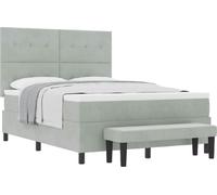 Cama tipo Box Spring Gris claro 200 x 160 cm Terciopelo