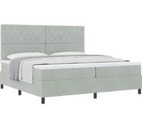 Cama tipo Box Spring Gris Claro 200 x 200 cm Terciopelo