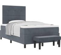 Cama tipo Box Spring Gris oscuro 190 x 120 cm Terciopelo