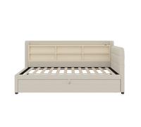 Cama tipo daybed 90x200 - sofá cama multifuncional con almacenamiento, usb y tipo c - beige