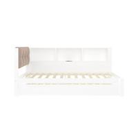 Cama tipo daybed 90x200cm - sofá cama, cama extraíble, led dimmable, estante, usb - blanco