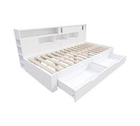 Cama tipo diván, cuna, 90*200 cm, cama individual, cama infantil multifuncional con cajones y armario, baúl para la cama con espacio de almacenamiento, sin colchón, color blanco