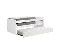Cama triple aglomerado blanco con somieres y colchones 105x200cm 76 cm