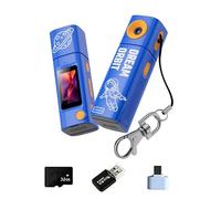 Cámara de llavero transparente 2K de tamaño de bolsillo con lente giratoria, viene con lector de tarjetas de 32 GB y adaptador tipo C cámara de viaje