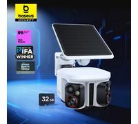 Cámara de Seguridad Baseus Security X1 Pro para Exteriores, Cámara Inalámbrica Dual 3K con Panel Solar, Reconocimiento Facial, Seguimiento Inteligente con IA