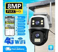 Cámara de Seguridad con Tarjeta SIM 4G de 8MP, Doble Lente, Doble Pantalla, WiFi Inalámbrico, Vigilancia Exterior, PTZ, Seguimiento Automático, IP HD