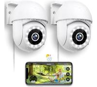 Cámara de vigilancia WiFi para exteriores de 4 MP - Highwings, IP de 360°, detección de movimiento por IA, visión nocturna, paquete de 2