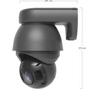 Cámara IP de alta precisión con control PTZ y tecnología de inteligencia artificial, para uso en interiores y exteriores, con conexión por cable, procesador ARM Cortex-A53, y diseño para montaje en pa