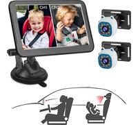 Cámara para coche con visión trasera, de doble canal, con monitor de 7 pulgadas y resolución 1080P, equipada con cámaras de visión nocturna por infrarrojos, ángulo de visión amplio de 150°, 8 luces LE