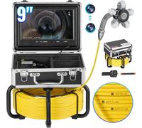 Cámara para inspección de tuberías de 30 metros, cámara para inspección de tuberías de 9 pulgadas, localizador de cables de 512 Hz
