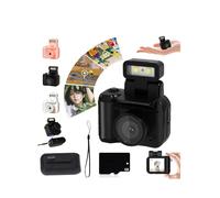 Cámara retro a presión, cámara nostálgica miniretroflex, pequeña cámara nostálgica, mini llavero de cámara, mini cámara de llavero vintage, mini cámara HD 1080P con luz flash LED (32 GB, negro)