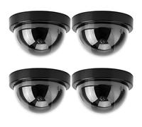 Cámara Simulada 4PCS Cámara de Simulación de Cúpula CCTV Falsa Cámara de Seguridad con Luz Intermitente de Advertencia Led Adecuado para Supermercados Hoteles Estacionamientos(Negro)
