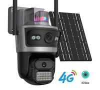 Cámara Solar 4G AOV para Exteriores, 3 Pantallas, Seguimiento Automático, Vigilancia de Seguridad, Alerta en Tiempo Real, Visión Nocturna Inteligente, Monitor iCsee Camera NO Card