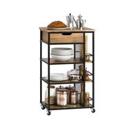 Camarera carrito de servir multiusos con 1 cajón 3 estantes y estantes laterales 50 x 37 x 87 cm fkw99-n sobuy 50 cm