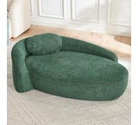 Camas diurnas Okwish con almohadas, diseño redondeado. Sillones de saco clásicos, sofá de felpa tipo "teddy", para salones en color verde
