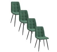 CAMBIA TUS MUEBLES CTM Pack 4 Sillas Astrid Verde Oscuro 54x43x88 cm | Sillas de Comedor Tapizadas, Patas Metálicas Resistentes, Respaldo Acolchado, Costuras Decorativas