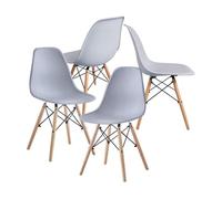 CAMBIA TUS MUEBLES CTM® Pack de 4 Sillas Nórdicas de Comedor y Cocina, Silla Escandinava con Patas de Madera de Haya, Asiento Ergonómico en Polipropileno, 82x46x52 cm, Diseño Moderno Color Gris
