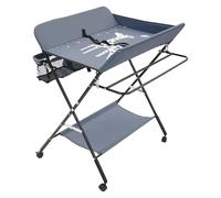 Cambiador de altura ajustable, cambiador plegable con espacio de almacenamiento, cambiador móvil, Oxford transpirable, marco de hierro, cinturón de seguridad, 80 x 63 x 96 cm gris, 25 kg, baño pequeño