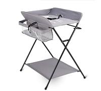 Cambiador Plegable para bebé, Cambiador Infantil, Alfombrilla de baño y Almacenamiento, Cambiador para bebé con Bolsas de Almacenamiento unitarias, Ahorro de Espacio (Gris sin Ruedas)