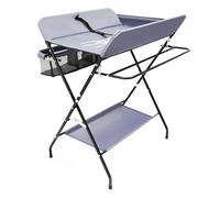 Cambiador plegable para bebé, mesa cambiador, cesta lateral de almacenamiento independiente, para bebés de hasta 12 meses, gris, 80 × 63 × 96 cm