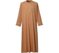 CAMDOM Vestido Thobe Árabe para Hombre,Túnica Kaftan Islámico Largo Casual,Cuello en V Holgado,Ropa Tradicional Musulmana para Eid, Ramadán, Bodas