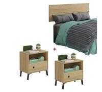 Camila Cabecero de cama con mesitas (Roble gold, 3 pzs.)