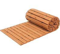 Camino de jardín de madera, 3,65 metros de largo x 43 cm de ancho, sendero recto para jardín antideslizante, camino exterior de cedro que se desenrolla con conexión de cuerda de acero, adoquín decorat
