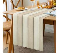 Camino de mesa beige moderno lavable camino de mesa blanco aspecto lino comedor vacaciones decoración exterior 140 x 40 cm camino de mesa Navidad boda regalo