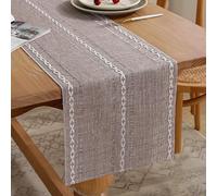 Camino de Mesa Bohemio Moderno Lavable Amarillo Almendra 33 x 183 cm Beige Café Algodón y Lino Mantel Decoracion Mesa Comedor para Cocina, Granja, Cumpleaños, Boda, Regalo