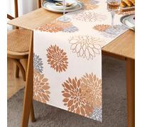 Camino de Mesa Dahlia Naranja Marrón Gris Lino Flor Beige 40x140cm Caminos de Mesa Moderno Atractivo Casa de Campo Geométrica Decoración Centro Camino de Mesa Boho para Sala Estar Gabinete Comedor