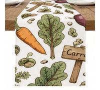 Camino de mesa de jardín de verduras, granja rústica, hierbas frescas y verduras de raíz, decoración de cocina, comedor, para el hogar, reuniones familiares, suministros de fiesta de primavera, 33 x