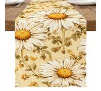 Camino de mesa floral de crisantemo, diseño de flores vintage para decoración de cocina, comedor, perfecto para reuniones familiares y celebraciones de vacaciones, 33 x 183 cm