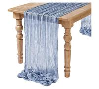 Camino De Mesa Gasa Mesa de Comedor 90 x 300 cm, Estilo Vintage, for Bodas, Fiestas, Banquetes navideños, Arcos, decoración for Tartas(Blue)