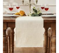 Camino de Mesa Moderno Beige 30 x 140 cm Camino de Mesa Rústico de Lino Lavable para Decoraciones de Mesa de Boda Estilo Casa de Campo Fiesta Vacaciones Cocina Mesa de Centro Decoración