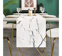 Camino de Mesa Moderno Lino de Primavera Sala de Estar Mármol Blanco Textura Gris Casa de Campo Camino de Mesa rústico para Boda Mesa de Comedor Fiesta Mesa de Centro 40x140cm