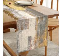 Camino de Mesa Moderno Lino Decoración de Mesa Amarillo Rústica Paño Decorativo para Vacaciones de Navidad, Gran Regalo, Mesa de TV, Despedida de Soltera, Comedor en Casa, 33 x 183 cm