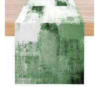 Camino de Mesa Moderno Verde Blanco Gris Pintura Oleo Retro Decorativo Primavera Verano Otoño Lnvierno para Comedor Cumpleaños Bodas Vacaciones Mesa de Café Restaurante Decoración 33 x 183 cm