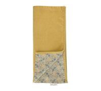Camino de Mesa Reversible de Algodón, Lino y Poliéster - Colección Linen de Laura Ashley, 40x150 cm, Amarillo Mostaza y Rojo con Estampado Floral