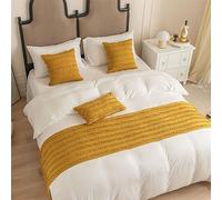 Caminos de cama y funda de cojín a juego, caminos de cama de lino y algodón jacquard, bufandas, decoración del hogar, ropa de cama de hotel, toalla de cama, protección de colcha para dormitorio
